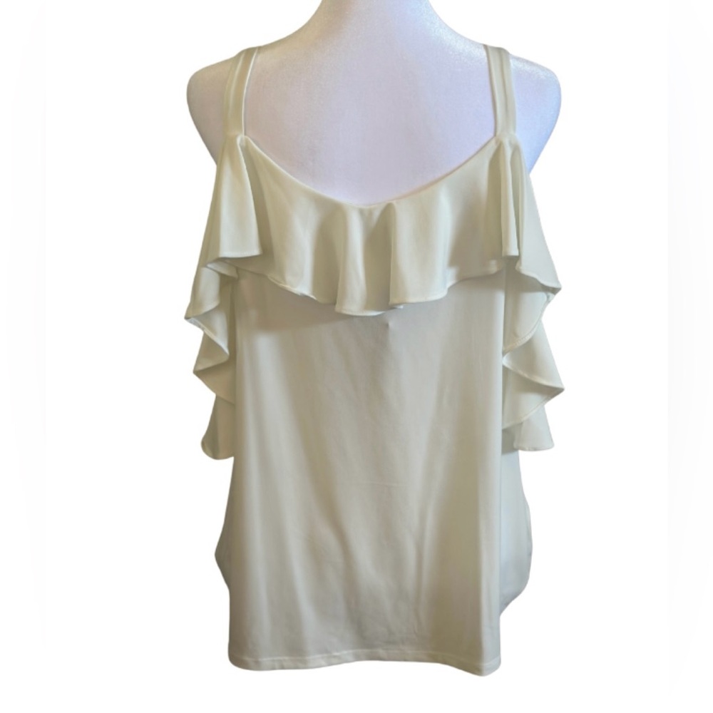 Express Ruffle Cold Shoulder Top - Picture 2 of 4